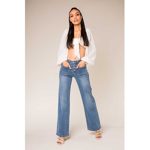 SCARPY CREATION JEANS EVASE BOUTONS<br>Bleu