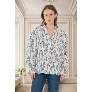 SCARPY CREATION CHEMISE COTON FLEURI<br>Bleu