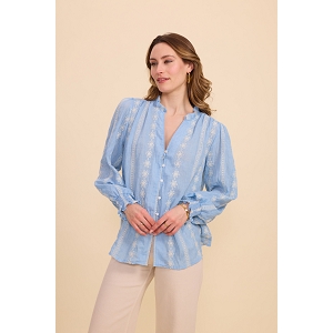 SCARPY CREATION CHEMISE BRODERIE COTON<br>Bleu