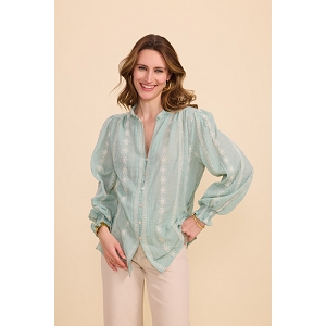 SCARPY CREATION CHEMISE BRODERIE COTON<br>Vert
