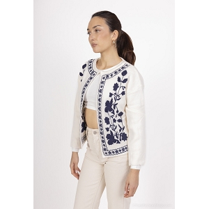 SCARPY CREATION CARDIGAN DETAIL FLEURI<br>Blanc