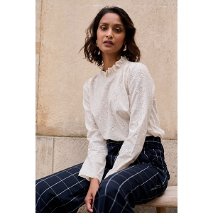 SCARPY CREATION BLOUSE COTON BRODE<br>Beige