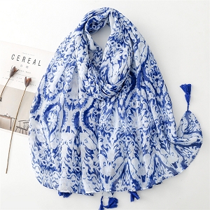 SCARPY CREATION FOULARD AVEC POMPOM<br>Bleu