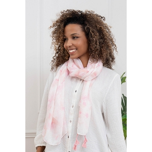 SCARPY CREATION FOULARD DEGRADE AVEC POMPOM<br>Rose
