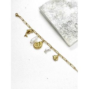 SCARPY CREATION BRACELET AVEC BRELOQUES<br>Or