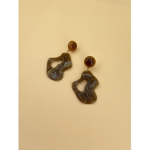 SCARPY CREATION BOUCLES OREILLES RESINE ABSTRAITE<br>Marron