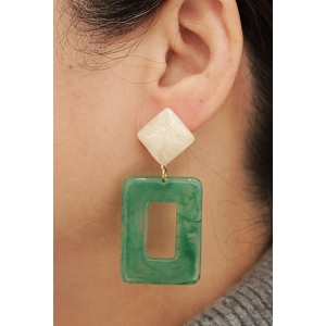 SCARPY CREATION BOUCLES OREILLES RESINE ELEGANTE<br>Vert