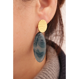 SCARPY CREATION BOUCLE OREILLE RESINE OVALE<br>Bleu