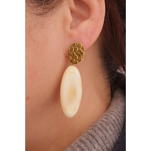 SCARPY CREATION BOUCLE OREILLE RESINE OVALE<br>Beige