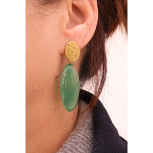 SCARPY CREATION BOUCLE OREILLE RESINE OVALE<br>Vert