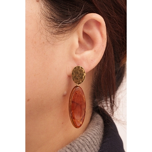 SCARPY CREATION BOUCLE OREILLE RESINE OVALE<br>Rouge