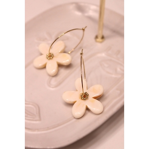 SCARPY CREATION BOUCLE OREILLE RESINE FLORALE<br>Beige