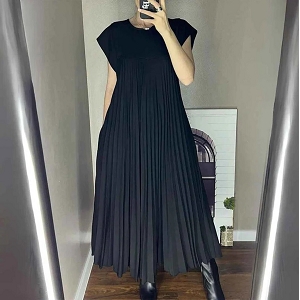 SCARPY CREATION ROBE LONGUE PLISSEE FLUIDE<br>Noir