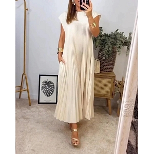 SCARPY CREATION ROBE LONGUE PLISSEE FLUIDE<br>Beige