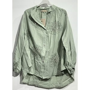 SCARPY CREATION CHEMISE FLEUR BRODEE<br>Vert