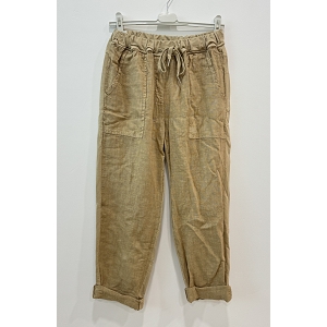  PANTALON BIMATIERE LIN<br>Marron
