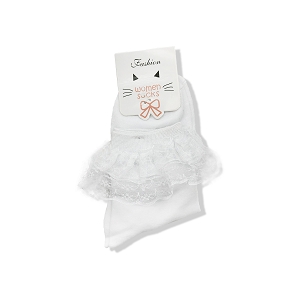 SCARPY CREATION CHAUSSETTES VOLANTS DENTELLES<br>Blanc