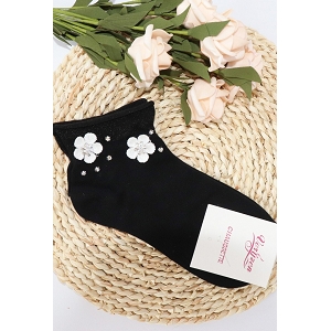 SCARPY CREATION CHAUSSETTES FLEURIES<br>Noir