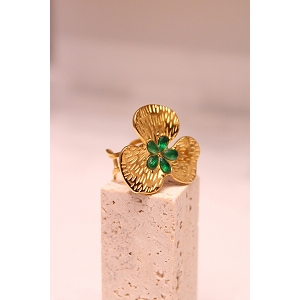 BOUCLE OREILLE RESINE FLORALE<br>Vert