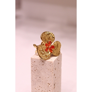  BOUCLE OREILLE RESINE FLORALE<br>Orange