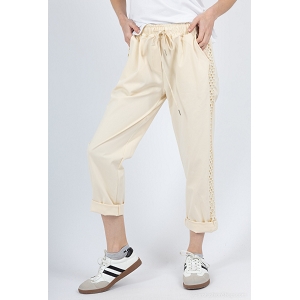 SCARPY CREATION PANTALON BANDE FILET<br>Beige