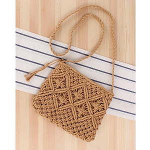 SCARPY CREATION POCHETTE CROCHET BOHEME<br>Marron