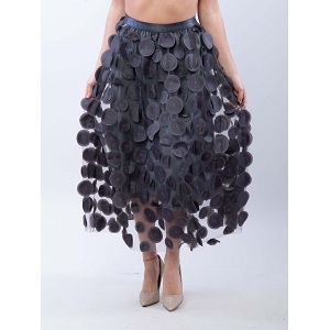  JUPE LONGUE TULLE A POIS<br>Gris