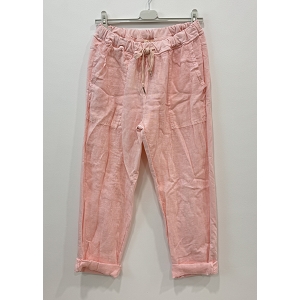  PANTALON BIMATIERE LIN<br>Rose