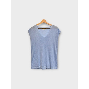 SCARPY CREATION T SHIRT LUREX COL V<br>Bleu
