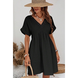 SCARPY CREATION ROBE GAZ DE COTON COL V<br>Noir