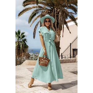 SCARPY CREATION ROBE LONGIE FLUIDE A BOUTONS<br>Vert