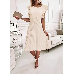 SCARPY CREATION ROBE PLISSEE CHIC AVEC CEINTURE<br>Beige