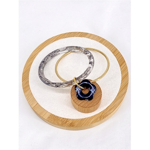  BRACELET DOUBLE FLEUR<br>Noir