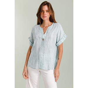 SCARPY CREATION TOP MANCHE COURTE COL V<br>Bleu