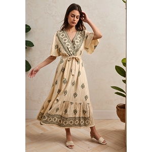 SCARPY CREATION ROBE BOHEM CACHE COEUR<br>Beige