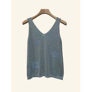 SCARPY CREATION DEBARDEUR BRILLANT FLEURS<br>Bleu