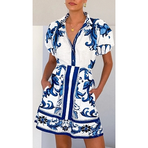  ROBE IMPRIMEE FLORAL<br>Bleu