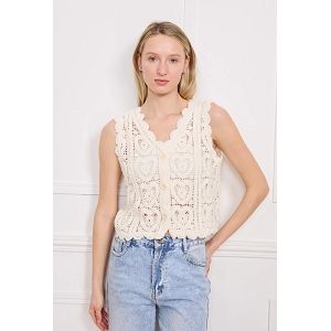 SCARPY CREATION GILET EN CROCHET<br>Beige