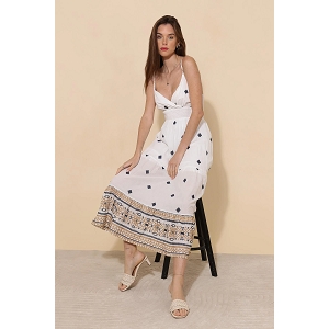  ROBE COTTON BRODEE DOUBLEE<br>Blanc