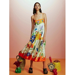  ROBE ELEGANTE FLORALE<br>Blanc