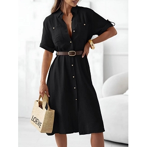 SCARPY CREATION ROBE CHEMISE CEINTURE<br>Noir
