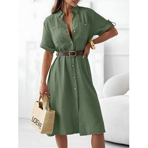 SCARPY CREATION ROBE CHEMISE CEINTURE<br>Vert