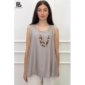 TOP AVEC COLLIER<br>Gris