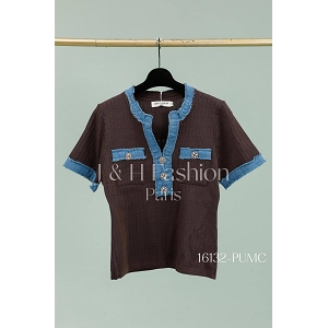 SCARPY CREATION PULL SANS MANCHE BORDURE JEANS<br>Marron