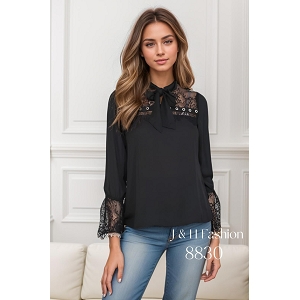 SCARPY CREATION CHEMISE DENTELLE FLUIDE<br>Noir