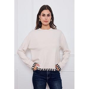 24239-42-TROTTEURS PULL MAILLE LACET:Marron