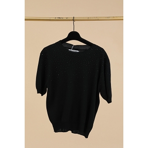 SCARPY CREATION PULL MANCHE COURTE STRASS<br>Noir