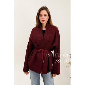 VESTE EN MAILLE EFFET PONCHO<br>Rouge