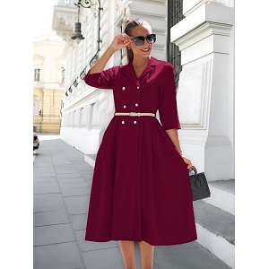 SCARPY CREATION ROBE ELEGANTE BOUTON DOREE<br>Rouge