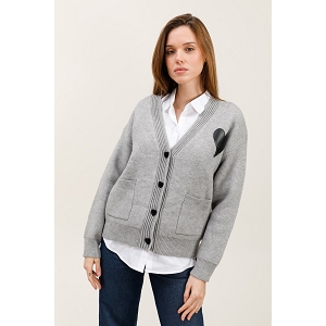  CARDIGAN MAILLE COEUR<br>Gris